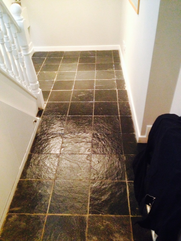 Brasilian Slate Floor in Urmston after cleaning