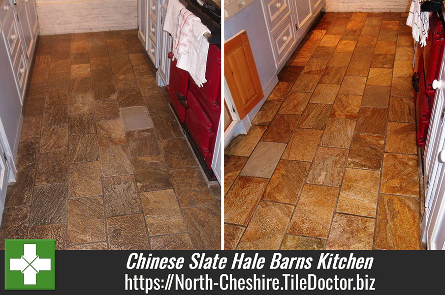 Chinese Slate Strip and Seal in Hale Barns Kitchen