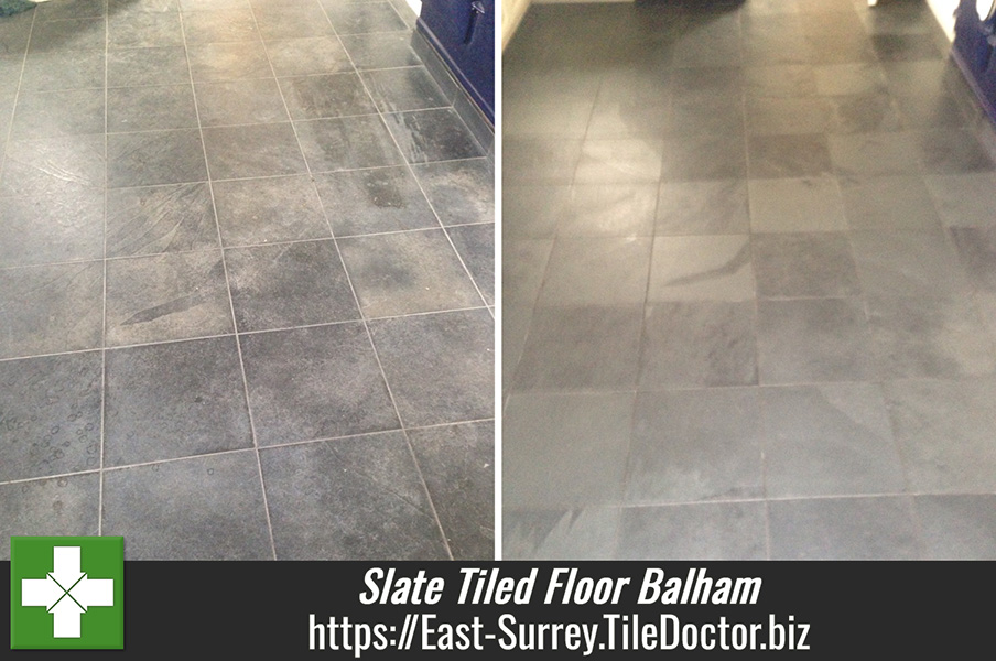Slate Tiled Floor restored to a natural finish in Balham South London