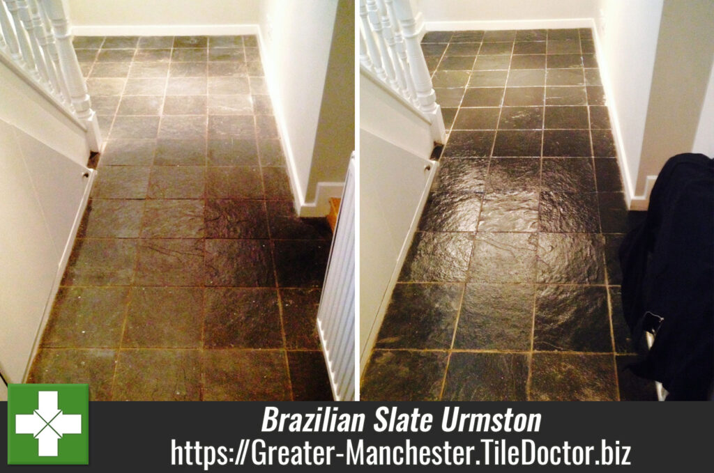 Brazilian Slate tiled cellar floor in Urmston Manchester