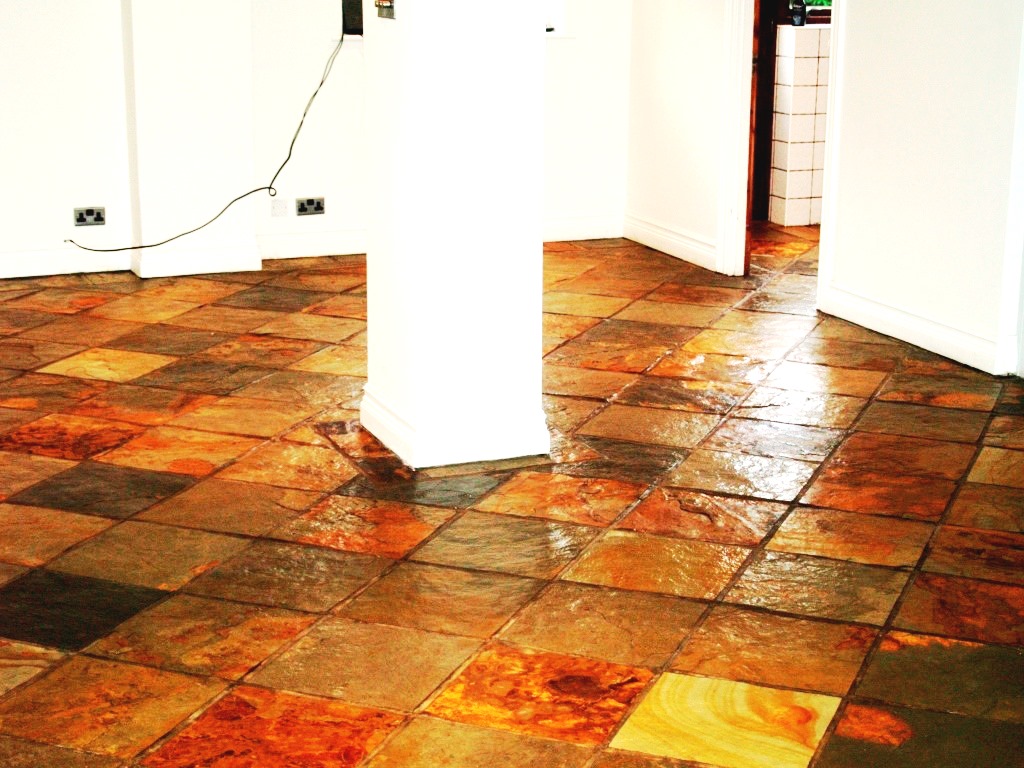 Slate Tiled Floor Chelwood Gate After Sealing