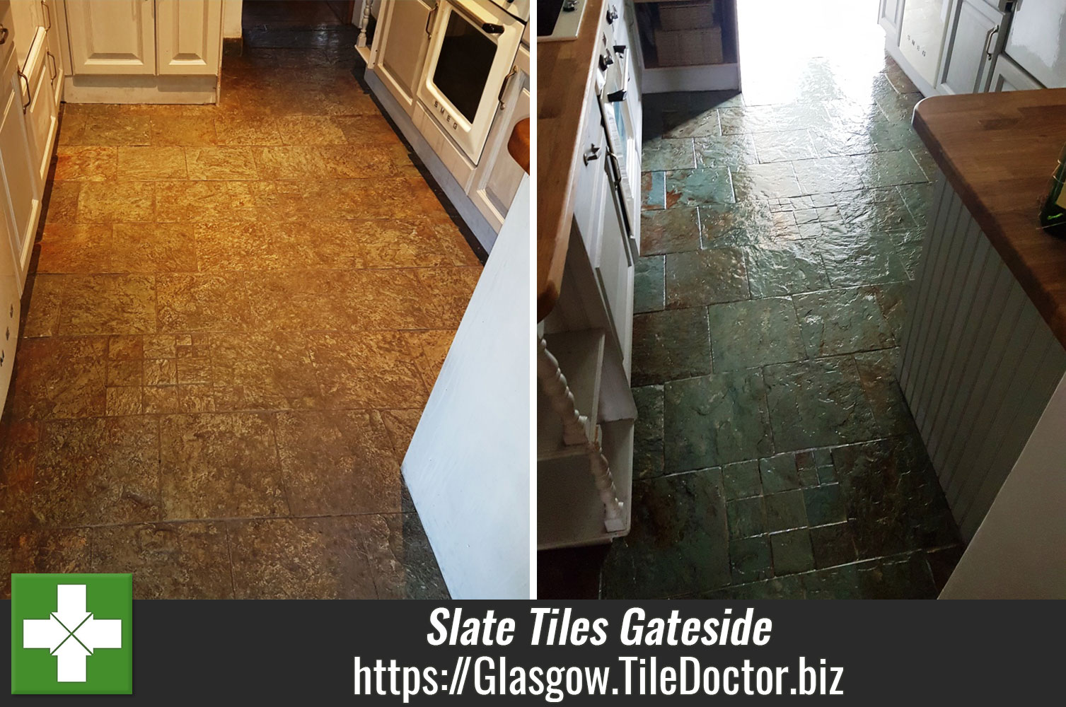 Cleaning and Sealing Heavily Soiled Slate Tiles in Gateside