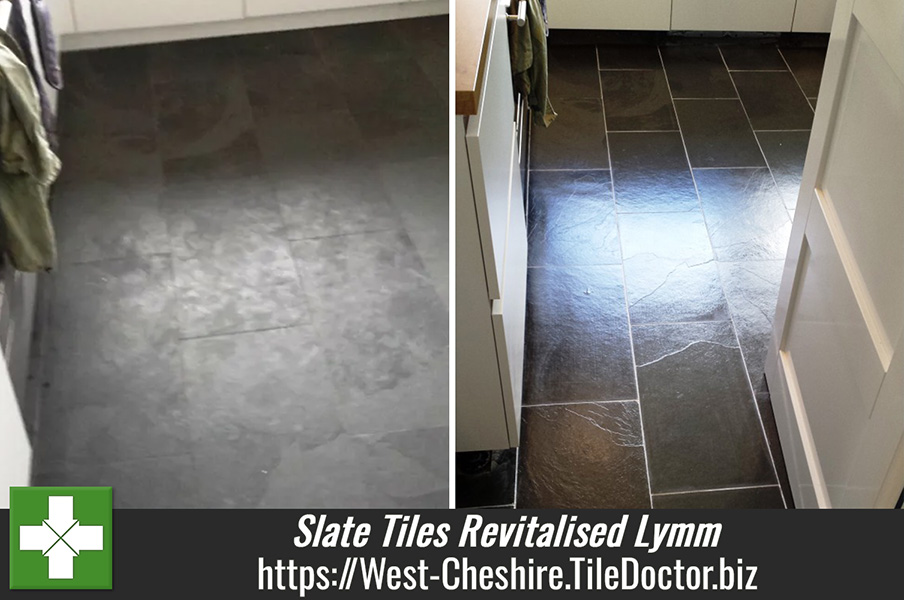 Grubby, Unsealed Slate Tiles Revitalised in Lymm