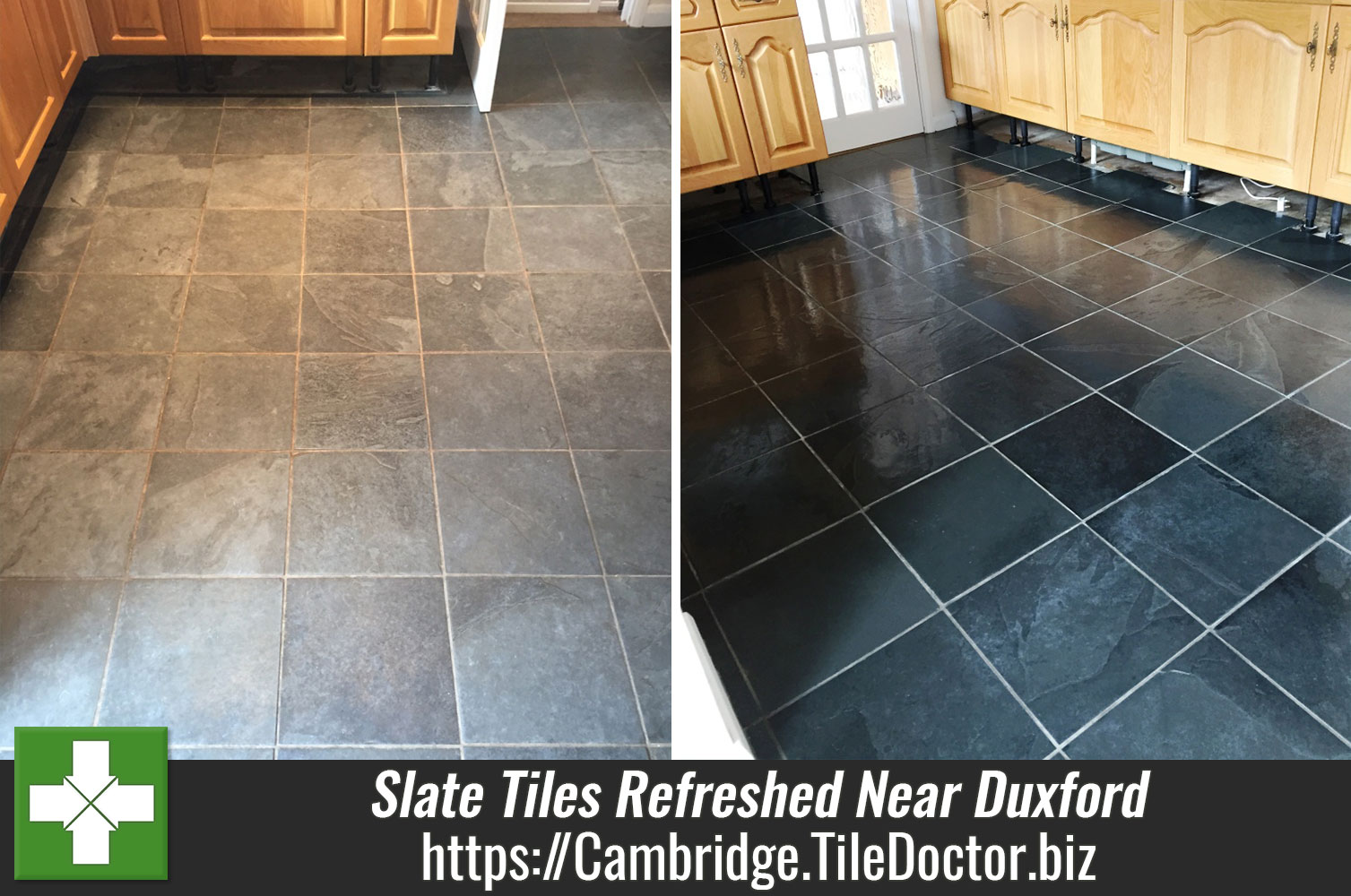 Dirty and Stained Slate Tiles Refreshed Near Duxford