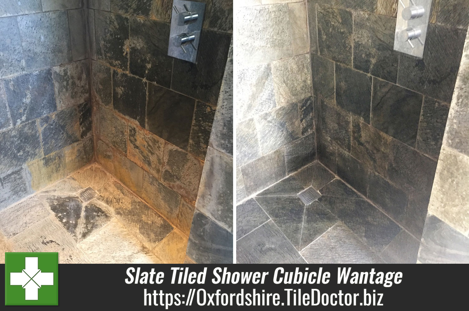 Slate Tiled Shower Cubicle Ruined by Limescale Renovated in Wantage