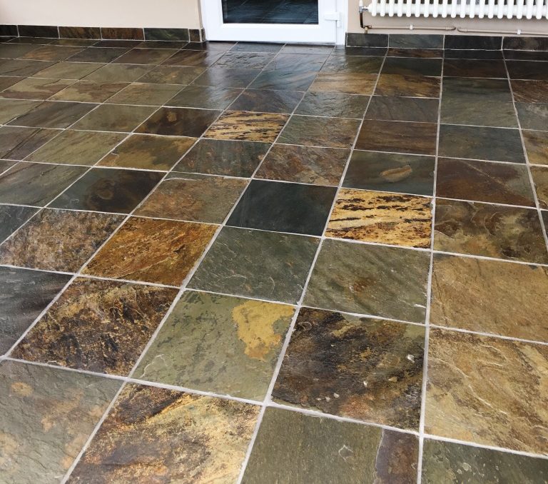 Coloured Slate Tiled Floor After Cleaning Eastbourne