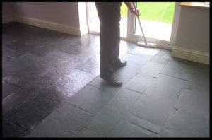 Slate Tiled Floor in Wreningham During Sealing