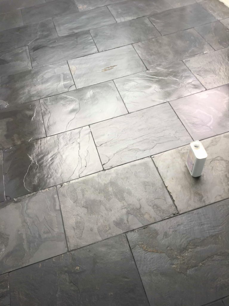 Renovating a Paint Stained Slate Floor in Hampton, Middlesex Stone