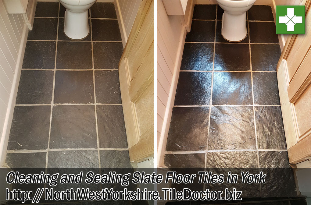 Slate Floor Tiles Before Cleaning After Sealing York