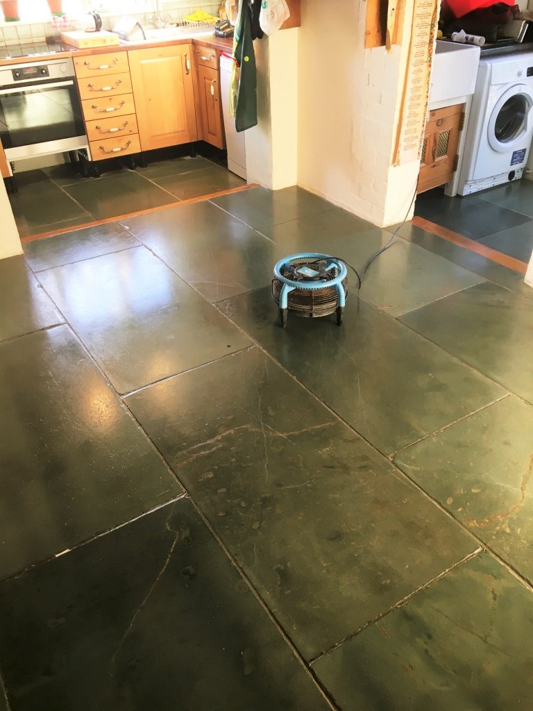Green Slate Tiled Floor After Cleaning Sealing Hastings