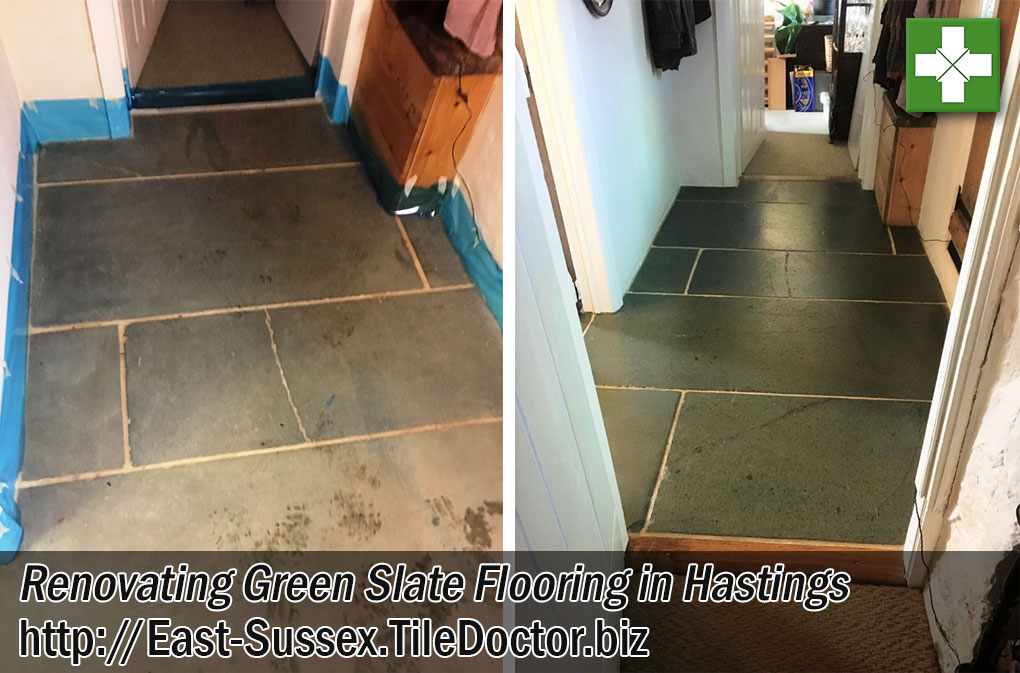 Green Slate Tiled Flooring Renovated in Hastings