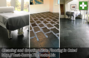 Large Slate Tiled Floor Before After Grouting Oxted