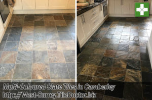 Multi Coloured Slate Floor Before After Renovation Camberley