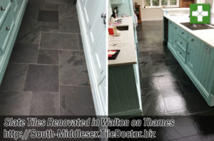 Slate Tiled Floor Before After Renovation Walton on Thames