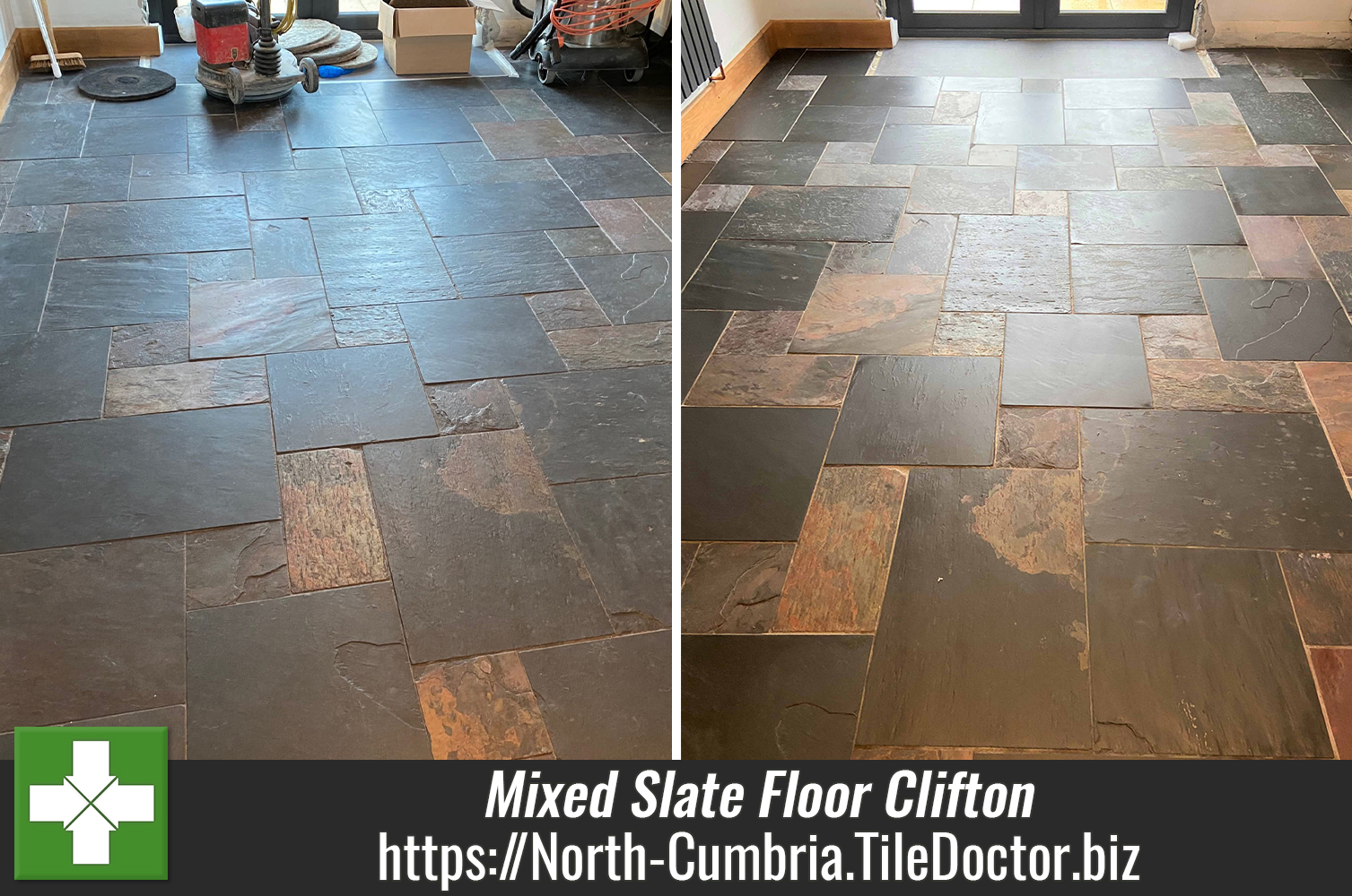Mixed Slate Tiled Kitchen Floor Renovation Clifton