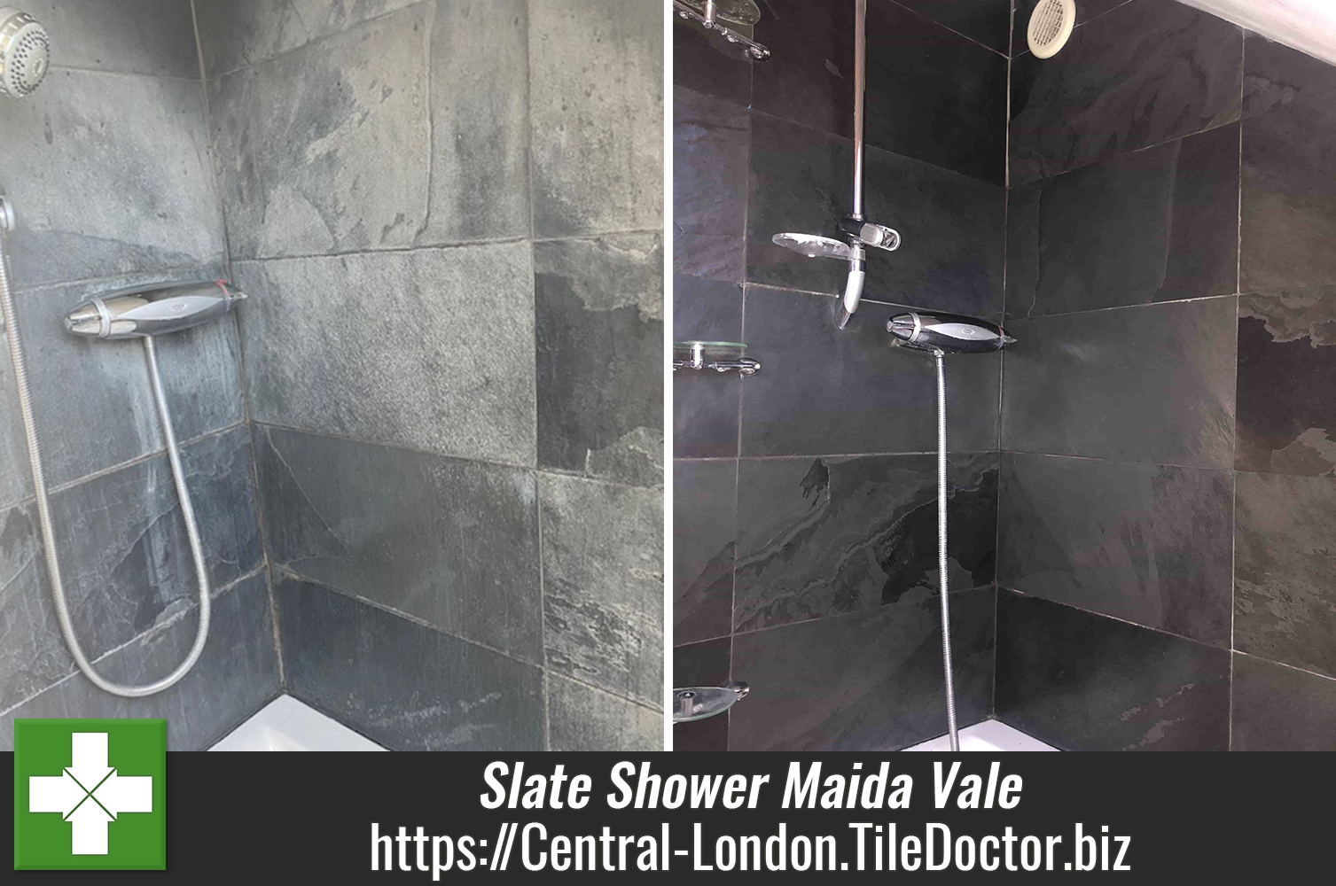 Slate Wall Tiled Bathroom Restoration Maida Vale
