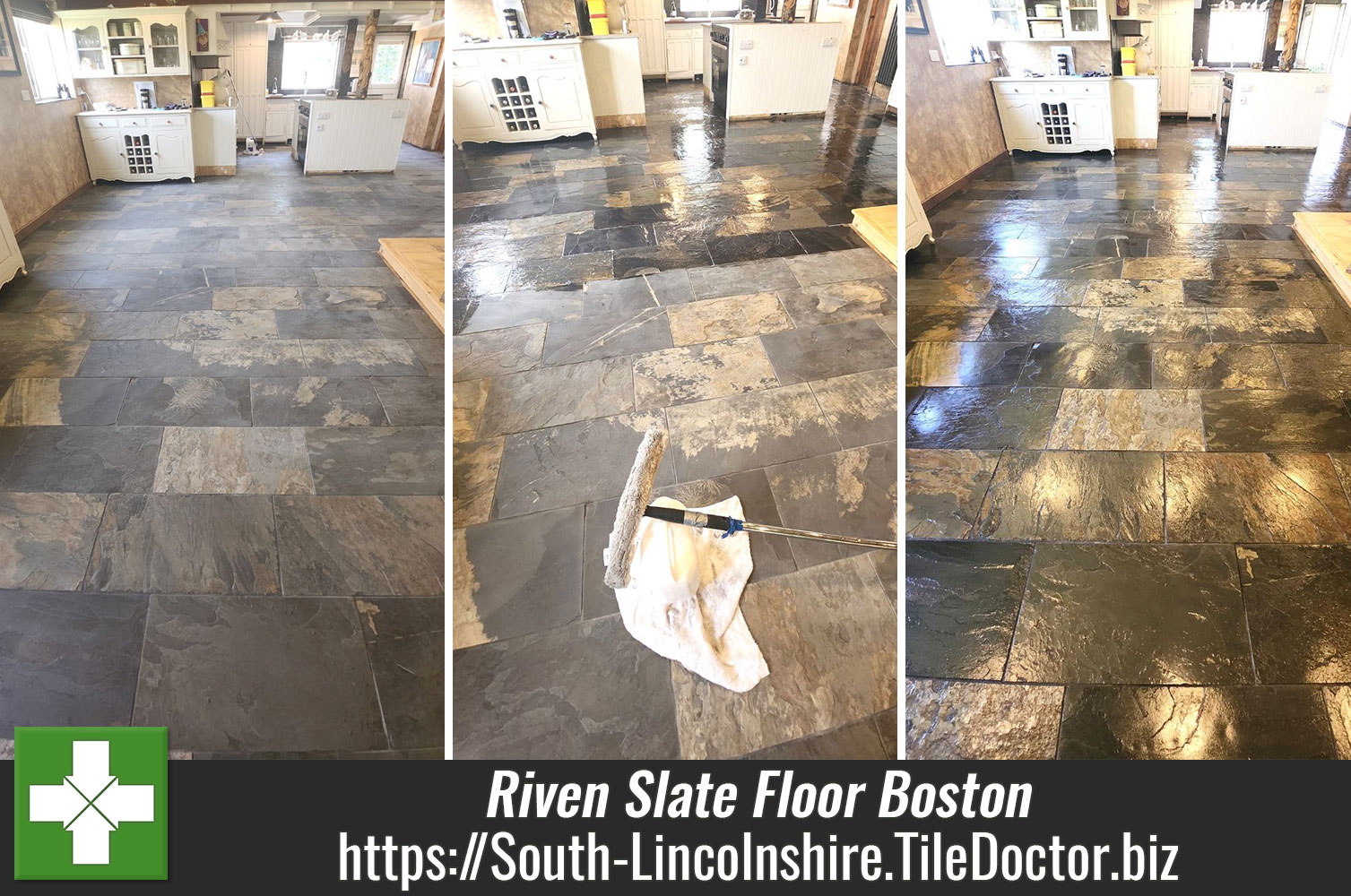 Riven Slate Tiled Floor Renovation Boston