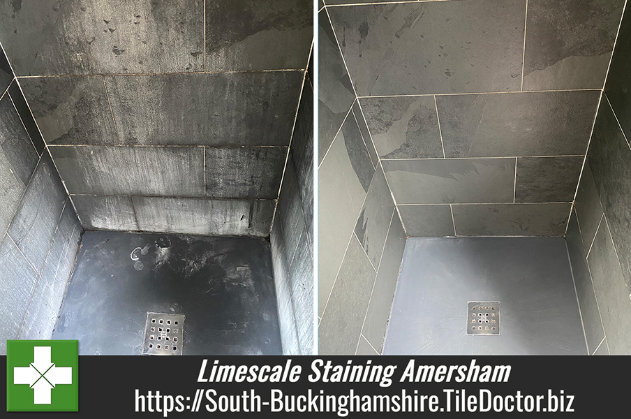 Limescale Stained Slate Shower Renovation Amersham